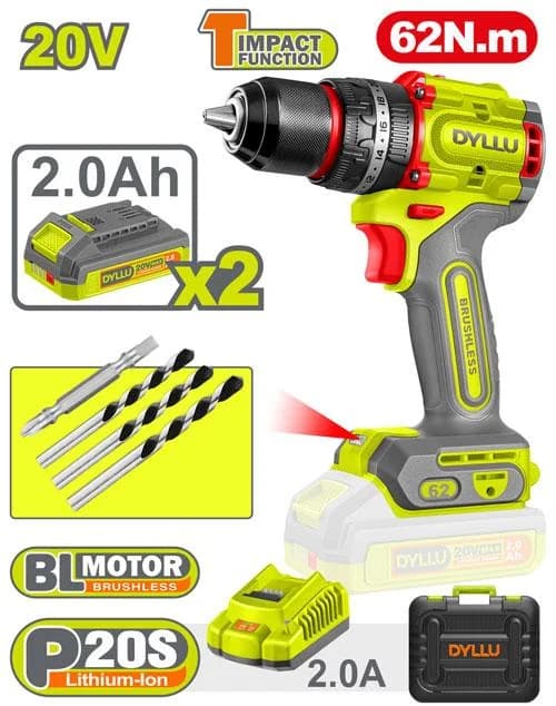 Compact brushless cordless impact drill
